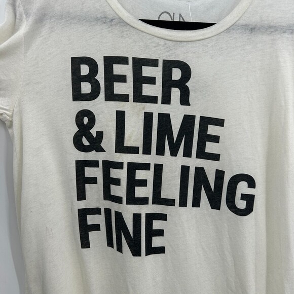 NWT CHASER *Flawed* Cream Black Beer Lime Feeling Fine Graphic Tee Size Medium - Picture 3 of 5